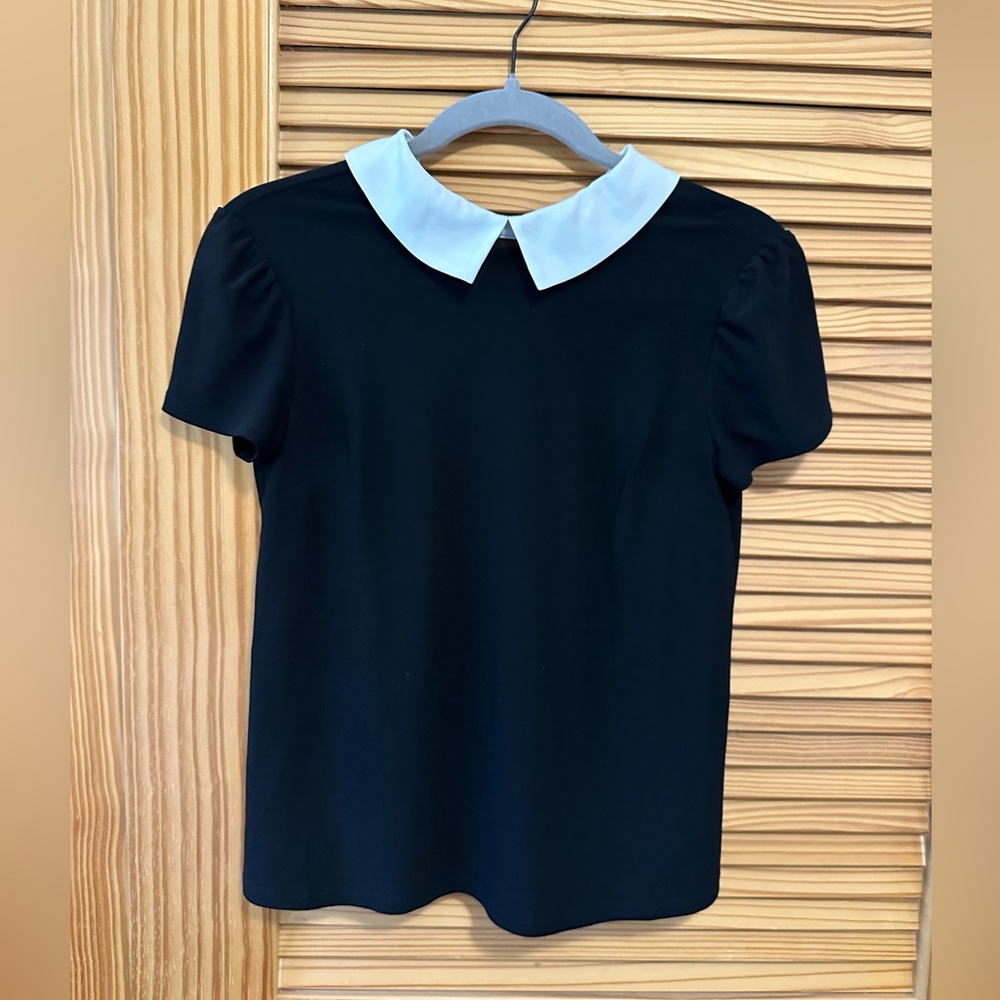 Cece Wednesday Addams Black and White Collared Blouse Size PXS